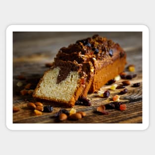 Marbled pound cake on a wooden board Sticker